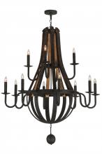  143858 - 48"W Barrel Stave Madera 12 LT Two Tier Chandelier