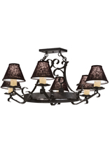  151539 - 40" Long Handforged Oval 6 Light Chandelier