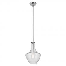  42141CHCS - Everly 15.25" 1-Light Bell Pendant with Clear Seeded Glass in Chrome