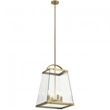  52124BNB - Darton 25.75" 4 Light Large Foyer Pendant with Clear Glass in Brushed Natural Brass