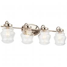  55040PN - Janiel 33.25" 4 Light Vanity Light with Clear Glass in Polished Nickel