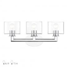  17913-05 - 3 Light Polished Chrome Vanity Sconce with Mouth Blown Clear Glass