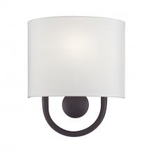  42891-07 - 1 Light Bronze ADA Sconce with Hand Crafted Off-White Fabric Shade