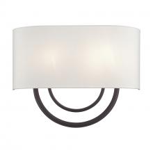  42893-07 - 2 Light Bronze Large ADA Sconce with Hand Crafted Off-White Fabric Shade