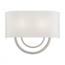  42893-91 - 2 Light Brushed Nickel Large ADA Sconce with Hand Crafted Off-White Fabric Shade