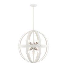  49646-13 - 6 Lt Textured White with Brushed Nickel Finish Cluster Pendant Chandelier
