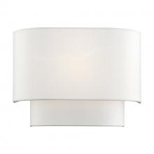  50311-03 - 1 Light White ADA Sconce with Hand Crafted Off-White Fabric Hardback Shades