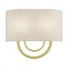  60272-33 - 2 Light Soft Gold ADA Sconce with Hand Crafted Oatmeal Fabric Shade with White Fabric Inside