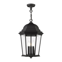  7569-14 - 3 Lt Textured Black Outdoor Pendant Lantern