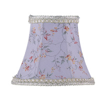  S274 - Sky Blue Floral Print Bell Clip Shade with Fancy Trim