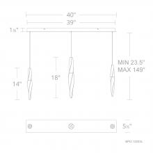  BPD13203L-AB - Kindjal 3 Light 120-277V Multi-Light Pendant (Linear Canopy) in Aged Brass with Clear Optic Crysta