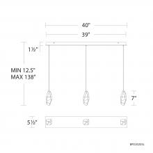  BPD20203LO-PN - Martini 3 Light 120-277V Multi-Light Pendant (Linear Canopy) in Polished Nickel with Clear Optic C