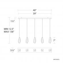  BPD20205LO-PN - Martini 5 Light 120-277V Multi-Light Pendant (Linear Canopy) in Polished Nickel with Clear Optic C