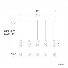  BPD20205LO-AB - Martini 5 Light 120-277V Multi-Light Pendant (Linear Canopy) in Aged Brass with Clear Optic Crysta