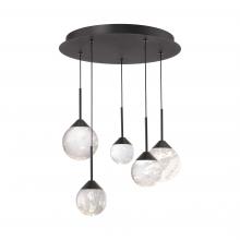  BPD40205-BK - Quest 5 Light LED 3000K/3500K/4000K 120V-277V Multi-Light Pendant in Black with Clear Radiance Cry