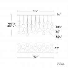  BPD40223L-BK - Quest 23 Light 120-277V Multi-Light Pendant (Linear Canopy) in Black with Optic Haze Quartz