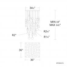  BPD40241S-BK - Quest 41 Light 120-277V Multi-Light Pendant (Square Canopy) in Black with Optic Haze Quartz