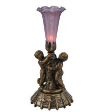  11642 - 12" High Lavender Pond Lily Twin Cherub Mini Lamp