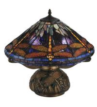  118749 - 16" High Tiffany Hanginghead Dragonfly Cone Table Lamp