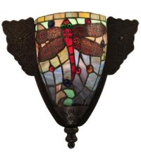  128165 - 14.5"W Tiffany Hanginghead Dragonfly Wall Sconce