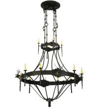  130241 - 66.5"W Stag 12 LT Two Tier Chandelier