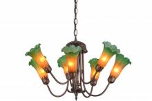  160614 - 24" Wide Amber/Green Tiffany Pond Lily 7 LT Chandelier