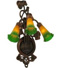  17158 - 10.5"W Amber/Green Pond Lily 3 LT Wall Sconce