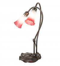  173759 - 16" High Pink/White Pond Lily 2 Light Accent Lamp