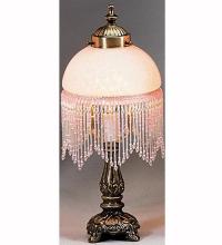  17897 - 8"H Victorian Glass Globe Pink Fringed Mini Lamp