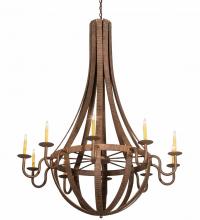  193060 - 54" Wide Barrel Stave Metallo 10 Light Chandelier