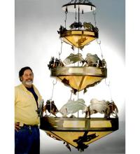  20692 - 58"W Catch of the Day Bass 3 Tier Inverted Pendant