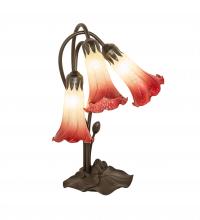  251682 - 16" High Seafoam/Cranberry Tiffany Pond Lily 3 Light Accent Lamp