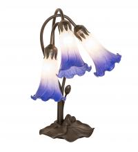  251859 - 16" High Blue/White Pond Lily Tiffany Pond Lily 3 Light Accent Lamp