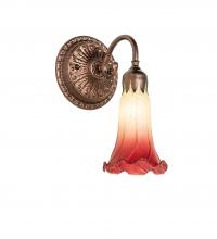 251861 - 5" Wide Seafoam/Cranberry Pond Lily Victorian Wall Sconce
