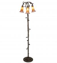  38635 - 58" High Amber/Purple Tiffany Pond Lily 3 Light Floor Lamp