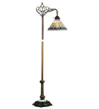  65841 - 60"H Tiffany Jeweled Peacock Bridge Arm Floor Lamp