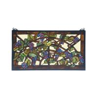  78088 - 22"W X 12"H Tiffany Grape Arbor Stained Glass Window