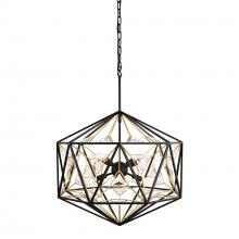  353P08MBFG - Marcia 8-Lt Orb Pendant - Matte Black/French Gold