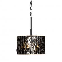  380P03MBFG - Estela 3-Lt Convertible Pendant/Semi-Flush - Matte Black/French Gold