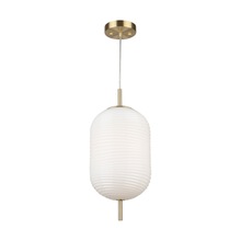  AC10631BR - Vita Collection 1-Light Textured Shade Pendant White and Brass