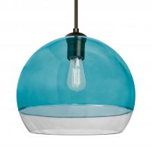  1JC-ALLY12BL-EDIL-BR - Besa, Ally 12 Cord Pendant, Coral Blue/Clear, Bronze Finish, 1x5W LED Filament