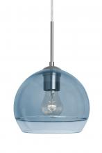  1JC-ALLY8BL-SN - Besa, Ally 8 Cord Pendant, Coral Blue/Clear, Satin Nickel Finish, 1x60W Medium Base