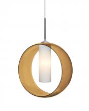  1JC-PLATOAM-LED-SN - Besa, Plato Cord Pendant, Amber/Opal, Satin Nickel Finish, 1x5W LED