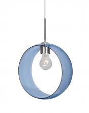  1JC-PLATOBL-SN-NI - Besa, Plato Cord Pendant, Blue, Satin Nickel Finish, 1x60W Medium Base