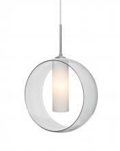  1JC-PLATOCL-LED-SN - Besa, Plato Cord Pendant, Clear/Opal, Satin Nickel Finish, 1x5W LED