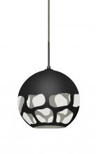  1JC-ROCKYBK-LED-BR - Besa, Rocky Cord Pendant, Black, Bronze Finish, 1x9W LED