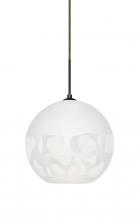  1JC-ROCKYWH-LED-BR - Besa, Rocky Cord Pendant, White, Bronze Finish, 1x9W LED