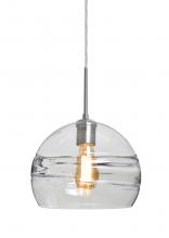  1JC-SPIR10CL-EDIL-SN - Besa Spirit 10 Pendant, Clear, Satin Nickel Finish, 1x8W LED Filament