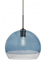  1JT-ALLY12BL-EDIL-BR - Besa, Ally 12 Cord Pendant, Coral Blue/Clear, Bronze Finish, 1x5W LED Filament