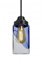  1JT-BLINKBL-EDIL-BK - Besa, Blink Cord Pendant, Trans. Blue/Clear, Black Finish, 1x4W LED Filament